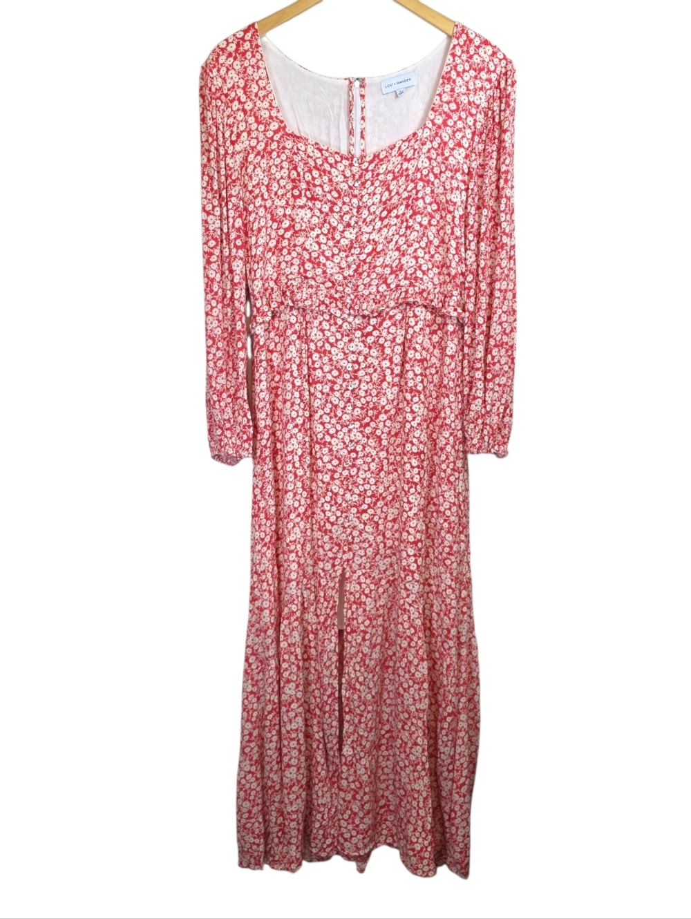 Lost + Wander Long Sleeve Maxi Dress Sz L Milkmaid Western Boho Cottagecore EUC